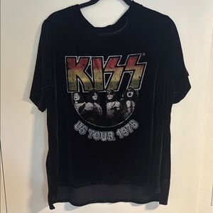 KISS Womens Black Velvet Graphic T-Shirt size XL